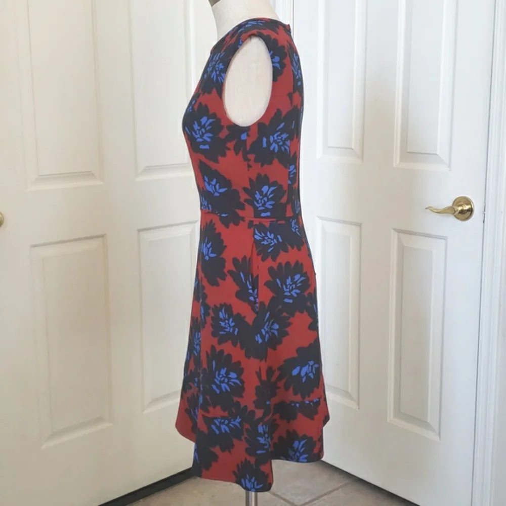 J.Crew Firework Floral Sleeveless Dress Size 4 Red Black Blue Modern Cocktail